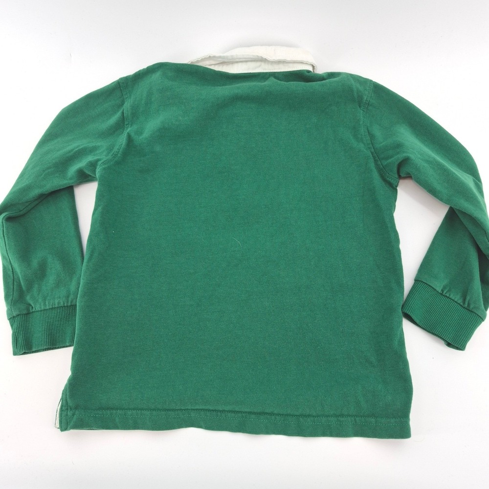 Zara Boys Rugby Polo Shirt Size 5 110 Green Stripe London Embroidered Preppy - Picture 10 of 12